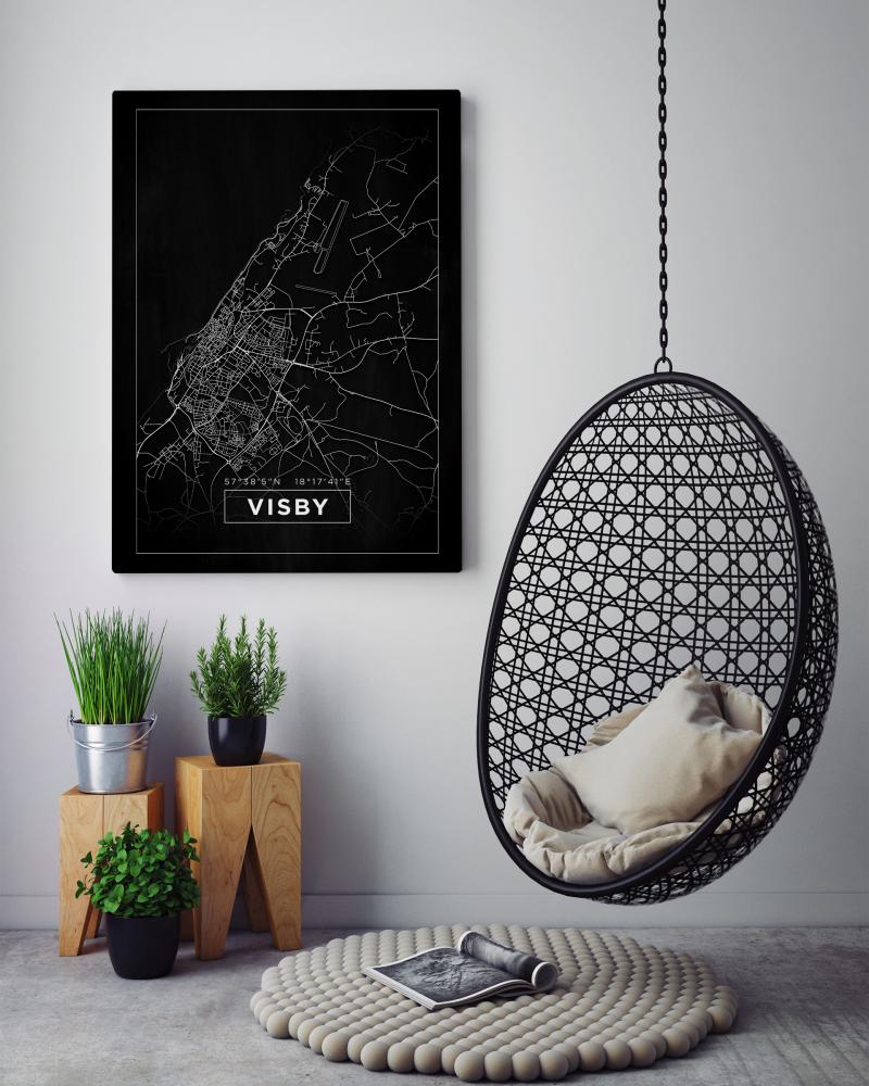 Kart - Visby - Svart Plakat