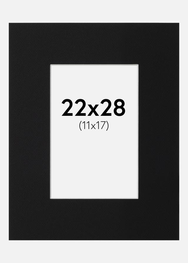 Passepartout Svart Standard (Hvit kjerne) 22x28 cm (11x17)