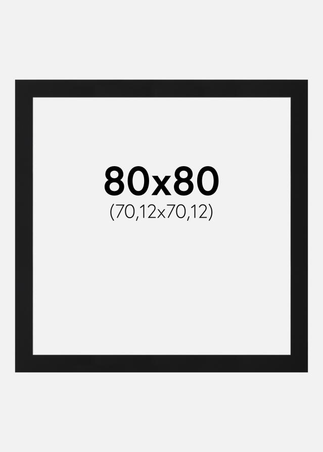 Passepartout Svart Standard (Hvit kjerne) 80x80 cm (70,12x70,12)