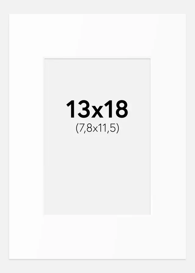 Passepartout Hvit Standard (Hvit kerne) 13x18 cm (7,8x11,5)