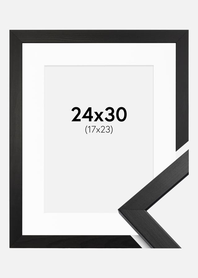 Ramme Stilren Svart 24x30 cm - Passepartout Hvit 18x24 cm