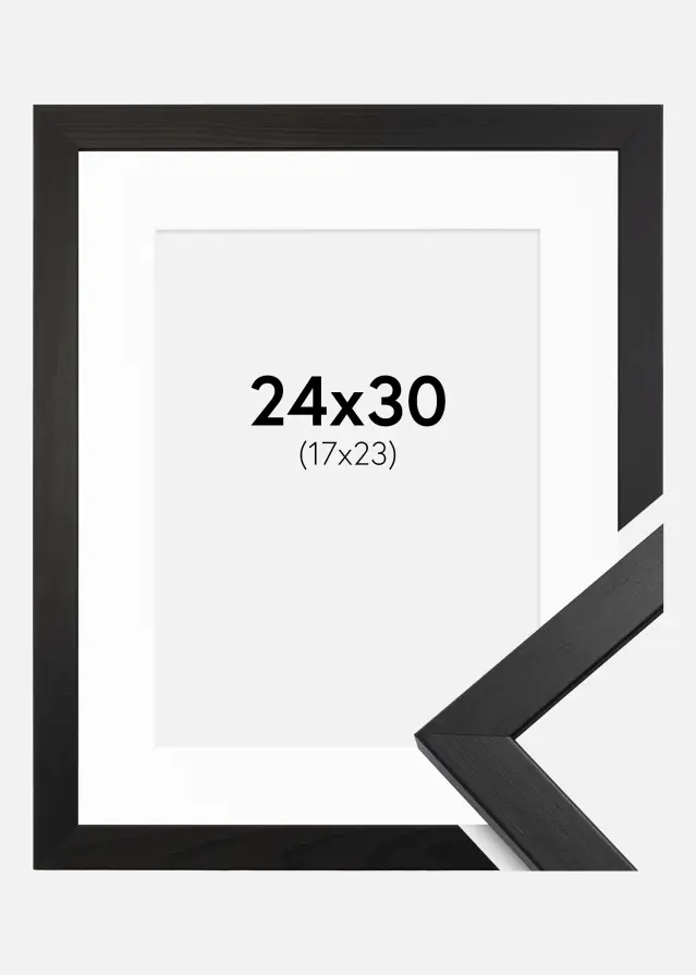 Ramme Stilren Svart 24x30 cm - Passepartout Hvit 18x24 cm
