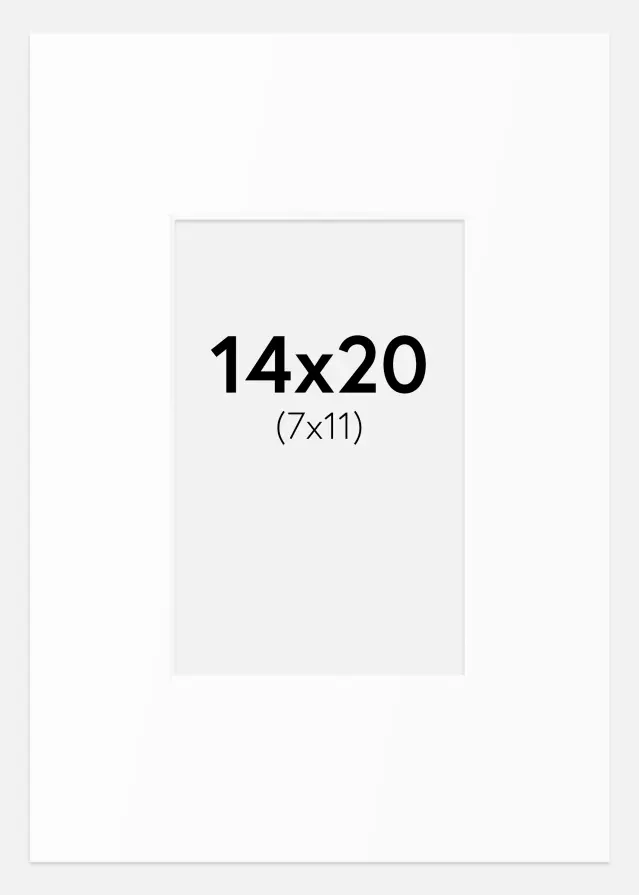 Passepartout Hvit Standard (Hvit kerne) 14x20 cm (7x11)