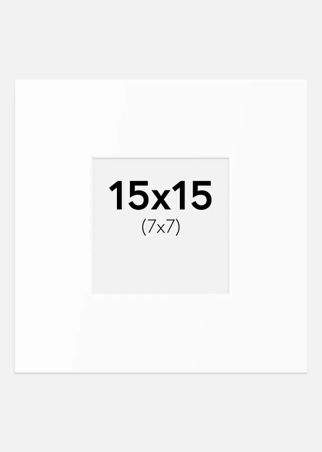 Passepartout Hvit Standard (Hvit kerne) 15x15 cm (7x7)