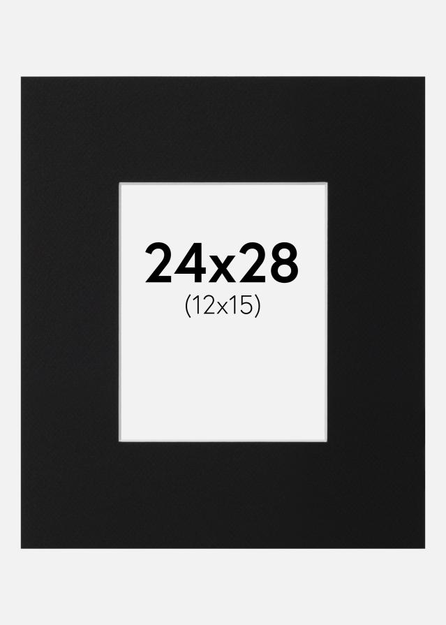 Passepartout Svart Standard (Hvit kjerne) 24x28 cm (12x15)