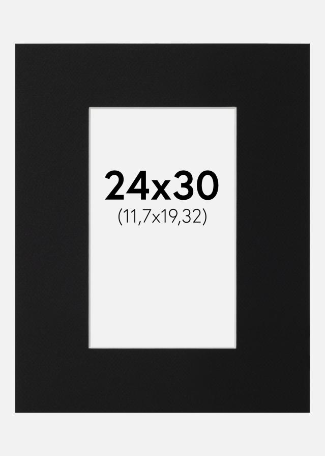 Passepartout Svart Standard (Hvit kjerne) 24x30 cm (11,7x19,32)