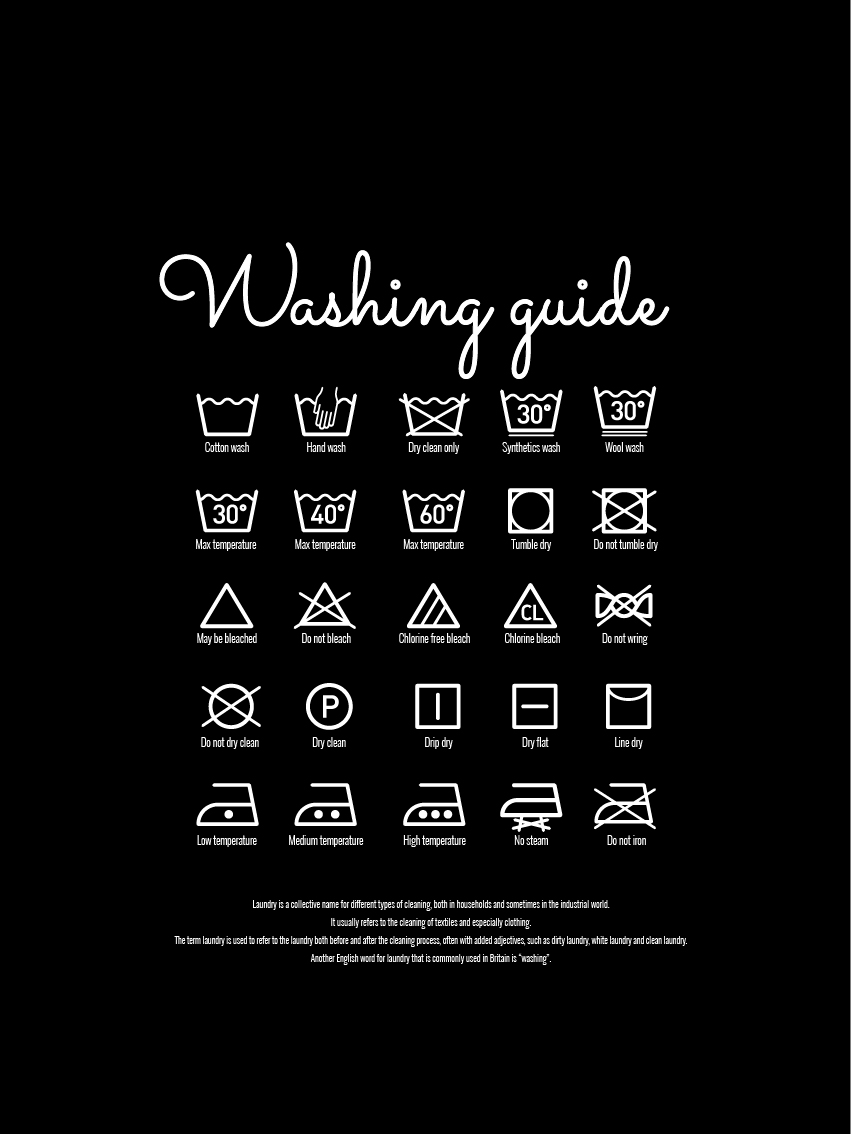 Washing guide - Black Plakat