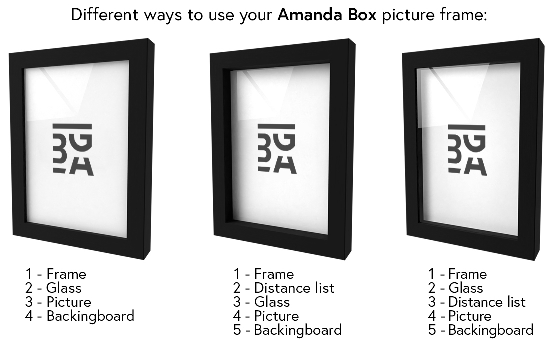 Ramme Amanda Box Svart - Valgfri størrelse