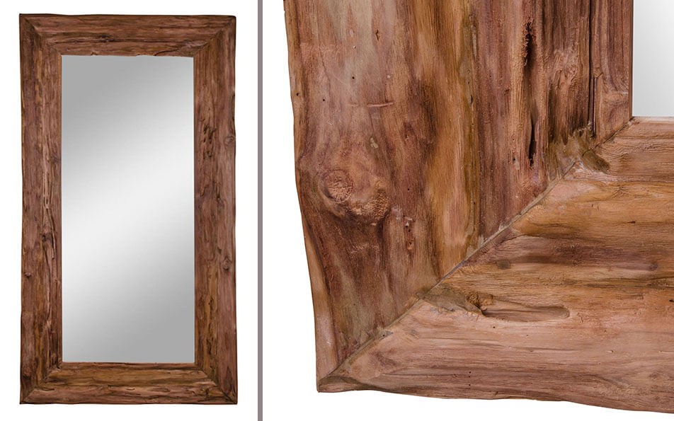 Spegel i återvunnet material - ram i återvunnet trä